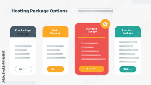 Fototapeta Hosting Package Pricing Table Comparison Infographic