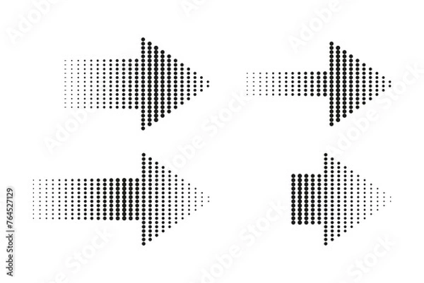 Fototapeta Collection of halftone arrow icons in various densities. Vector Illustration.