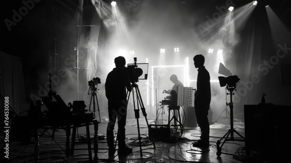 Fototapeta A group of people standing in front of a stage. Suitable for event or concert concepts