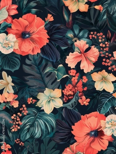 Fototapeta A floral pattern designed for a specific room or function, like a kitchen or a nursery 