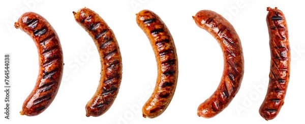Fototapeta Tasty grilled sausages on isolated on transparent background