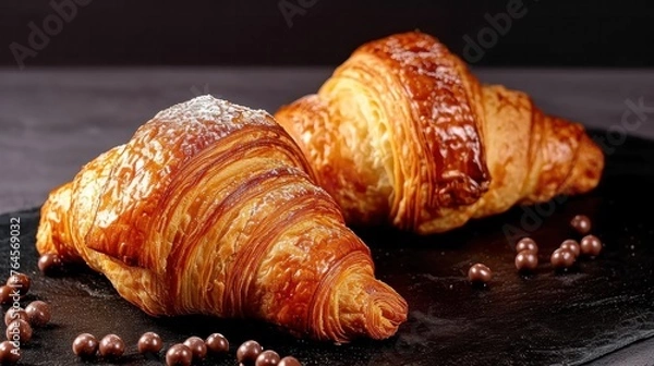 Fototapeta different types of French pastries such as croissants