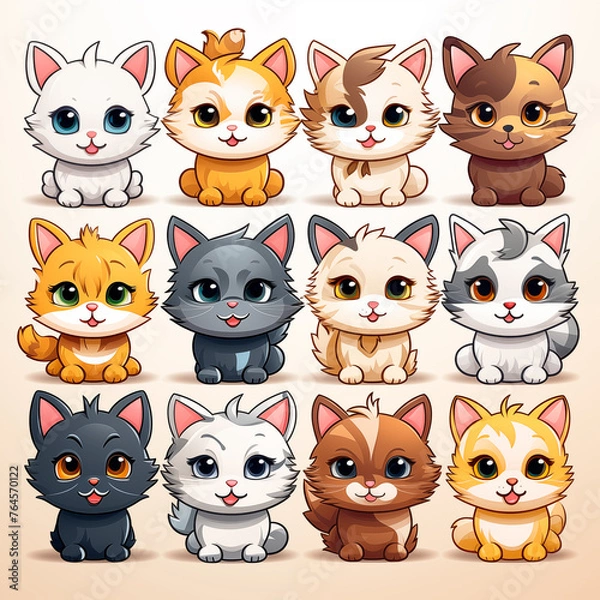 Fototapeta set of cats