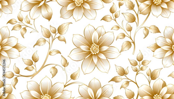 Fototapeta Elegant golden flower illustration. (transparent background) png with alpha channel.