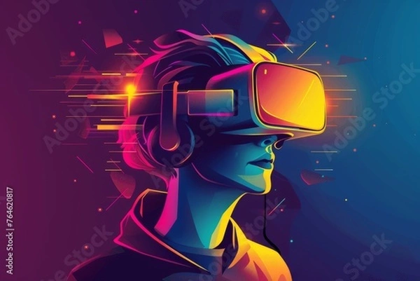 Fototapeta Futuristic VR Experience Digital Art Illustration
