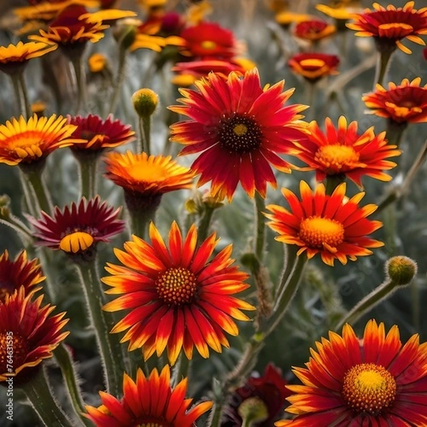 Obraz red and yellow flowers