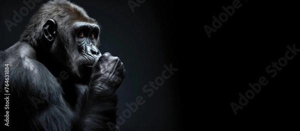 Obraz A large gorilla looking distressed with hands covering its face, isolated on a white background