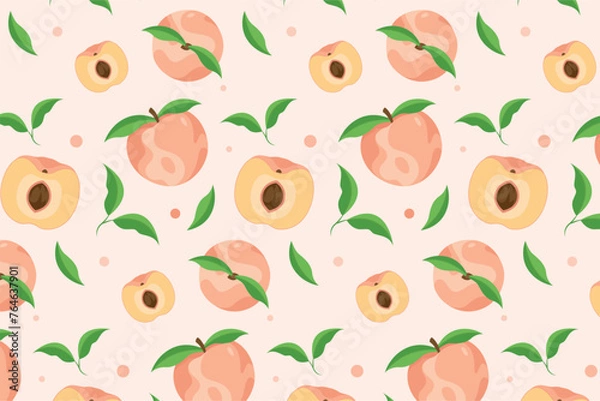 Fototapeta Seamless Pattern Peach Vector Illustration