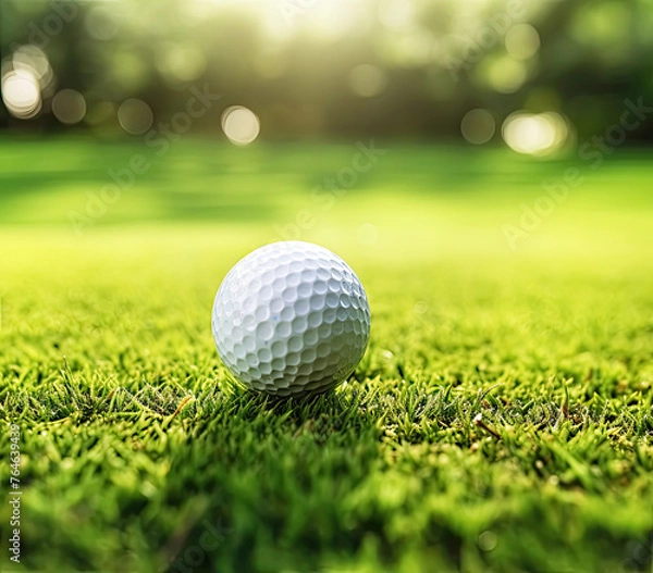 Fototapeta Closeup of Golf Ball on field on a Sunny Day