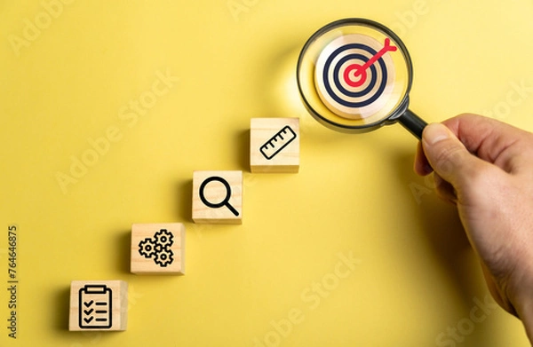 Obraz DMAIC concept. Define, Measure, Analyze, Improve and Control. DMAIC continuous improvement tools for process quality.