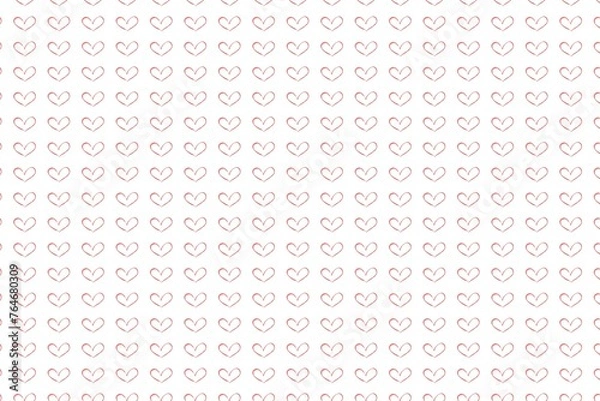 Fototapeta Hand drawn red hearts pattern watercolor illustration isolated on a white background. Valentine’s Day romantic ornament. Wallpaper. Abstract element. Graphic design. Elegant print. Repeated texture. 