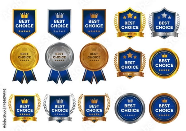 Obraz 金　銀　銅　メダル　月桂樹　ランキング　素材セット	バッジ