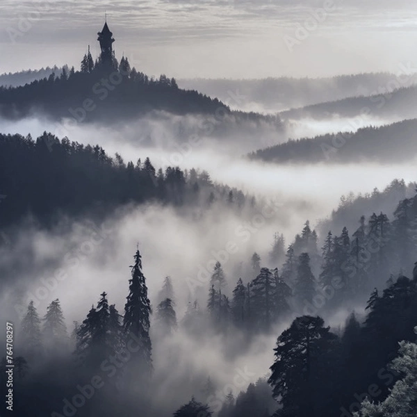 Obraz 안개 낀 숲