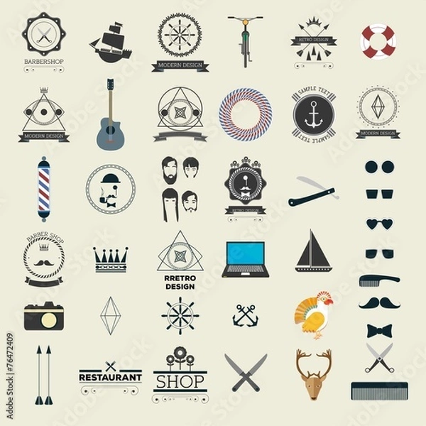 Obraz icons,logos, labels, vector set. Vector , signs, logos,marine