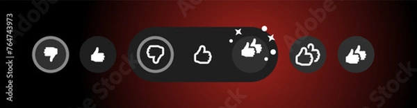 Obraz Film rate thumb poll icon. Thumbs to like or dislike sign. Video streaming service vote buttons. Netflix top movie survay. Vector illustration.