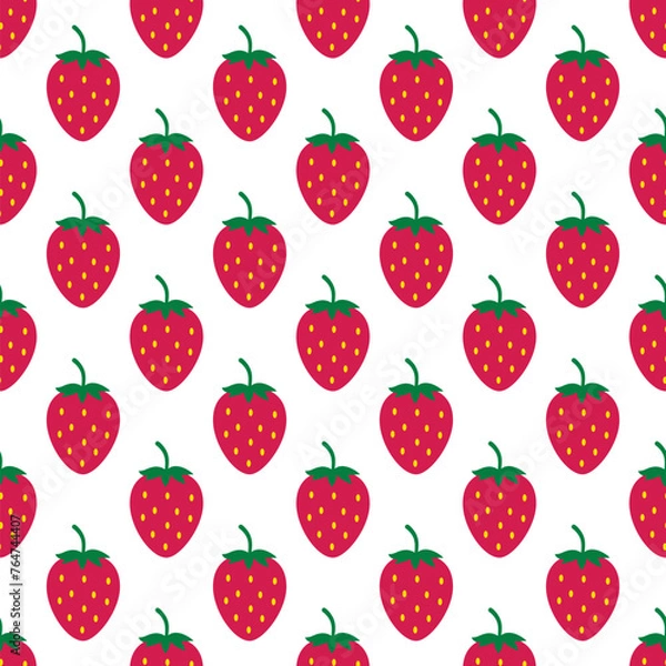 Fototapeta Strawberry seamless pattern. Summer berries vector background.  Vector template for fabric, textile, wallpaper, wrapping paper, etc.