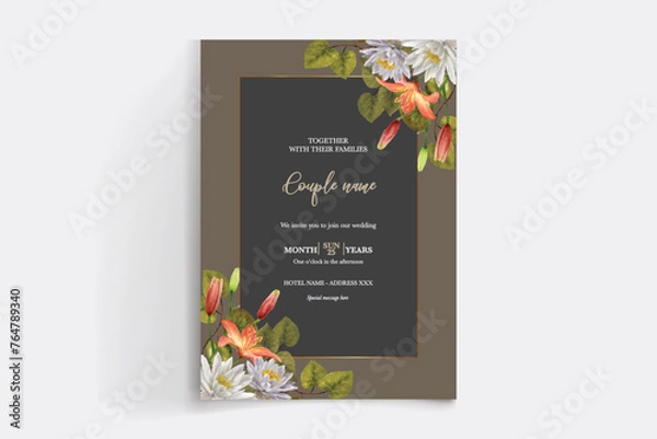 Fototapeta BRIDAL SHOWER FLORAL INVITATION TEMPLATE