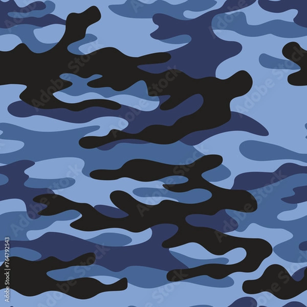 Fototapeta 
Texture camouflage blue background, vector illustration, military uniform, pattern repeat