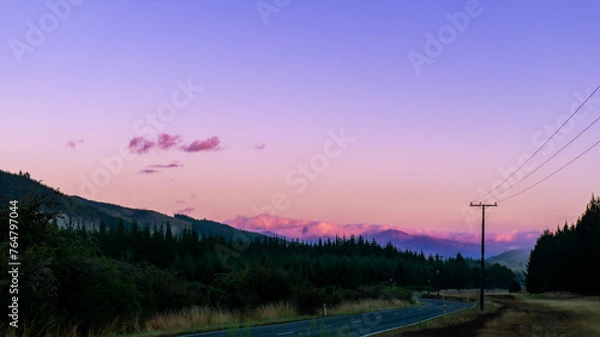 Obraz A pink sky above some road