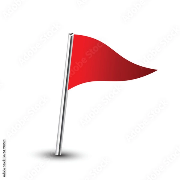 Obraz Red pin flag on white
