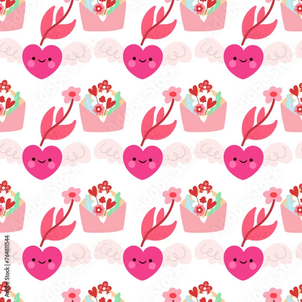Fototapeta Valentines floral seamless pattern design