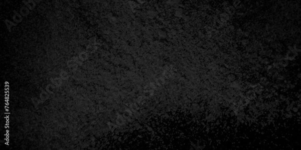 Fototapeta Trendy concrete wall black color for background. Blank wide screen Real chalkboard. Close up retro plain dark black cement and concrete wall background. Abstract design with textured black stone wall 