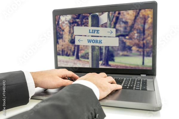 Fototapeta Businessman on Laptop for Life and Work Concept