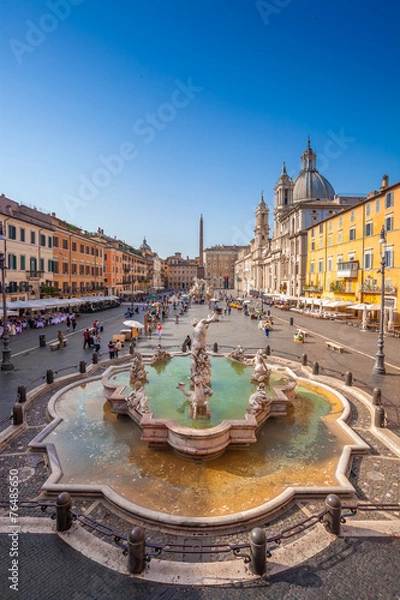Obraz Fontanna Neptuna z góry na placu Navona, Rzym, Włochy