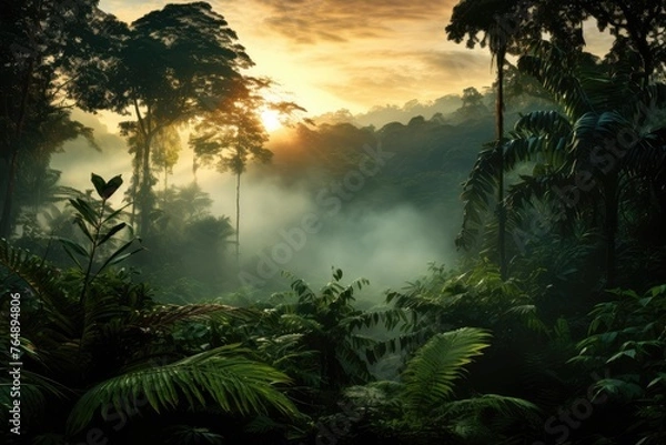 Fototapeta Humid rainforest sunset