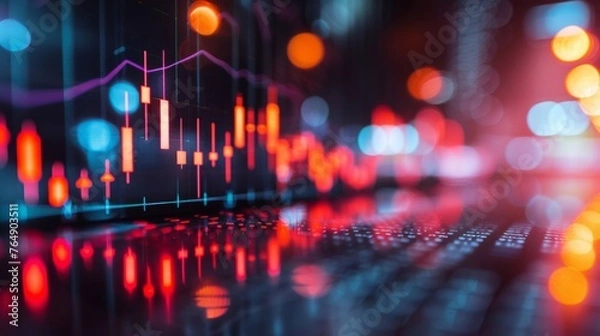 Fototapeta Sector-specific economic analysis with data visualization exhibiting positive trends, demonstrating growth and favorable market dynamics.