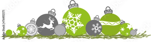 Obraz Grüne und graue Weihnachtskugeln, Vektor
