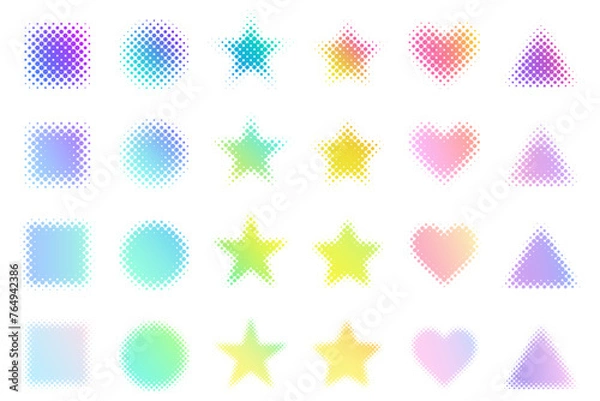 Obraz ハーフトーンとグラデーションの幾何学図形素材セット