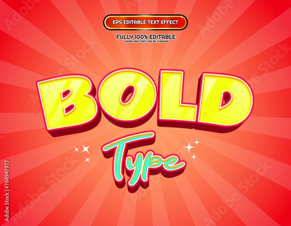 Fototapeta Bold yellow type retro comic cartoon text effect design