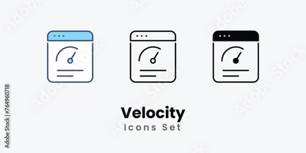 Fototapeta Velocity icon thin line and glyph vector icon stock illustration