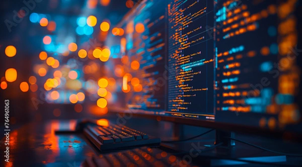 Obraz Abstract computer coding with glow light