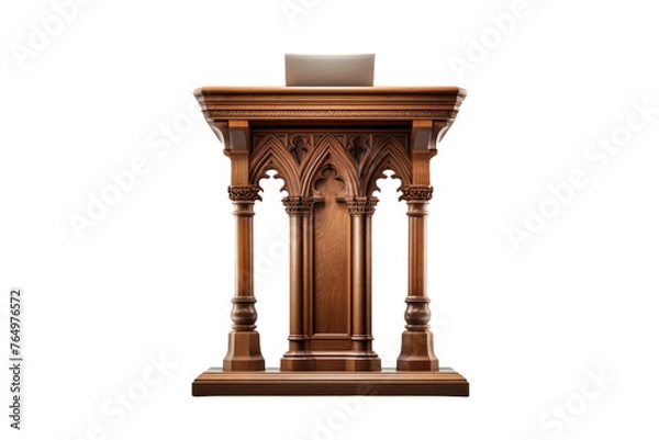 Obraz Illuminated Elegance: Wooden Pulpit Aglow.
