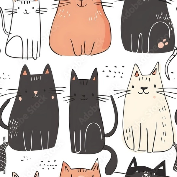 Obraz Seamless pattern with cats