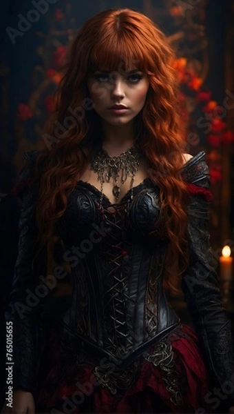 Obraz Gothic Elegance: The Enigmatic Redhead