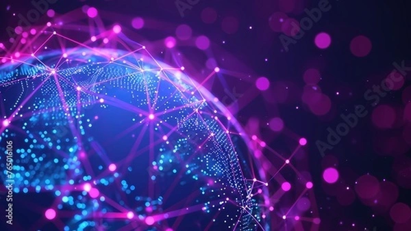 Obraz Blue-Purple 6G Starlink Network Communication Technology Creative Conceptual Graphic