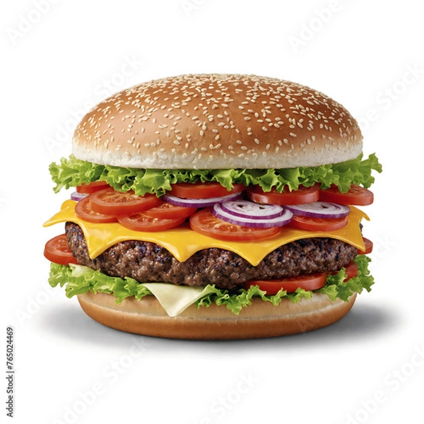 Fototapeta Huge hamburger on transparent background