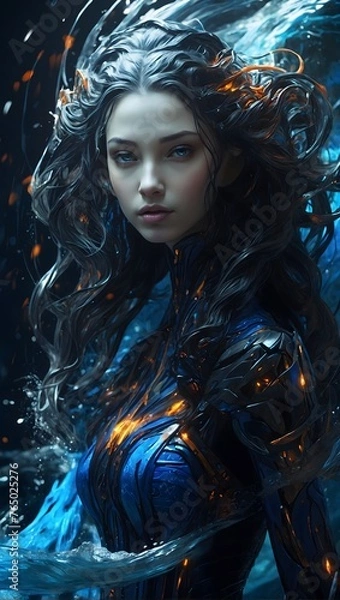 Fototapeta Ocean's Blaze: Elemental Dance of Fire and Water