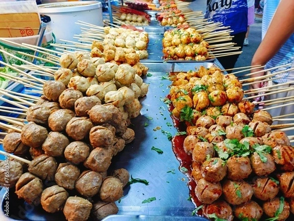 Obraz Grilled Meatballs  in the market