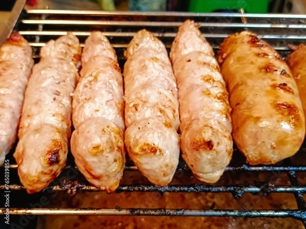 Obraz Grill sausages  in the market
