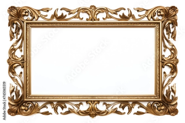 Obraz Elegance Embodied: Ornate Gold Frame on White.