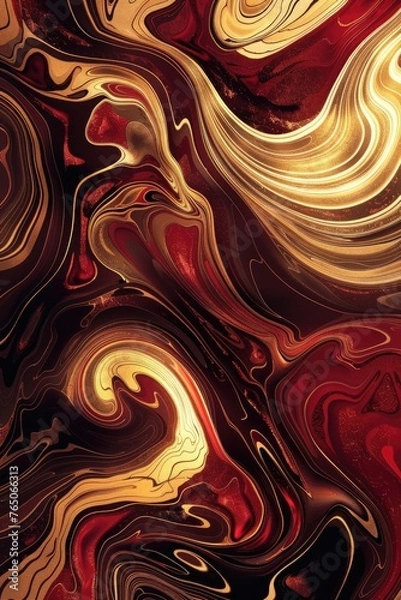 Fototapeta Abstract dark red background with gold wave accents