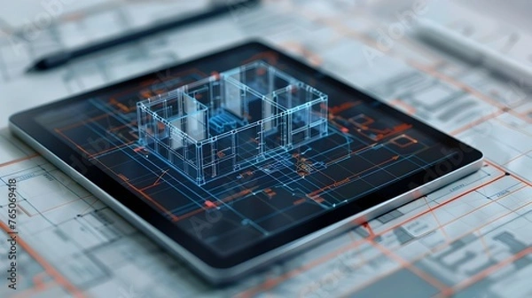 Fototapeta AI and Technology in Architectural Design, To represent the use of AI and technology in modern architectural design