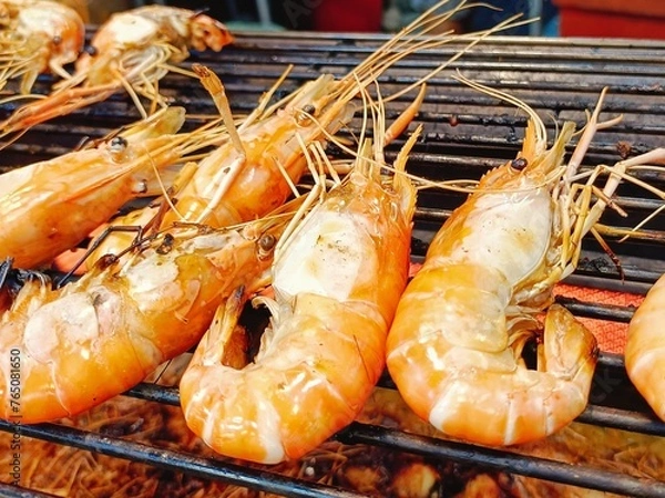 Obraz  grill shrimps 