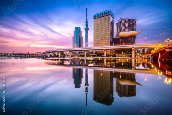 Fototapeta Tokio, Japonia Skyline na rzece Sumida