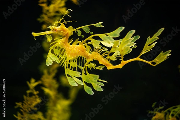 Fototapeta Leafy Seadragon Phycodurus eques or Glauert's seadragon marine fish underwater