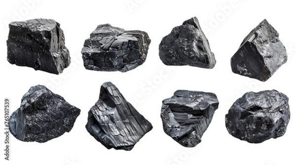 Fototapeta Set of coals isolated on a white background. With clipping path